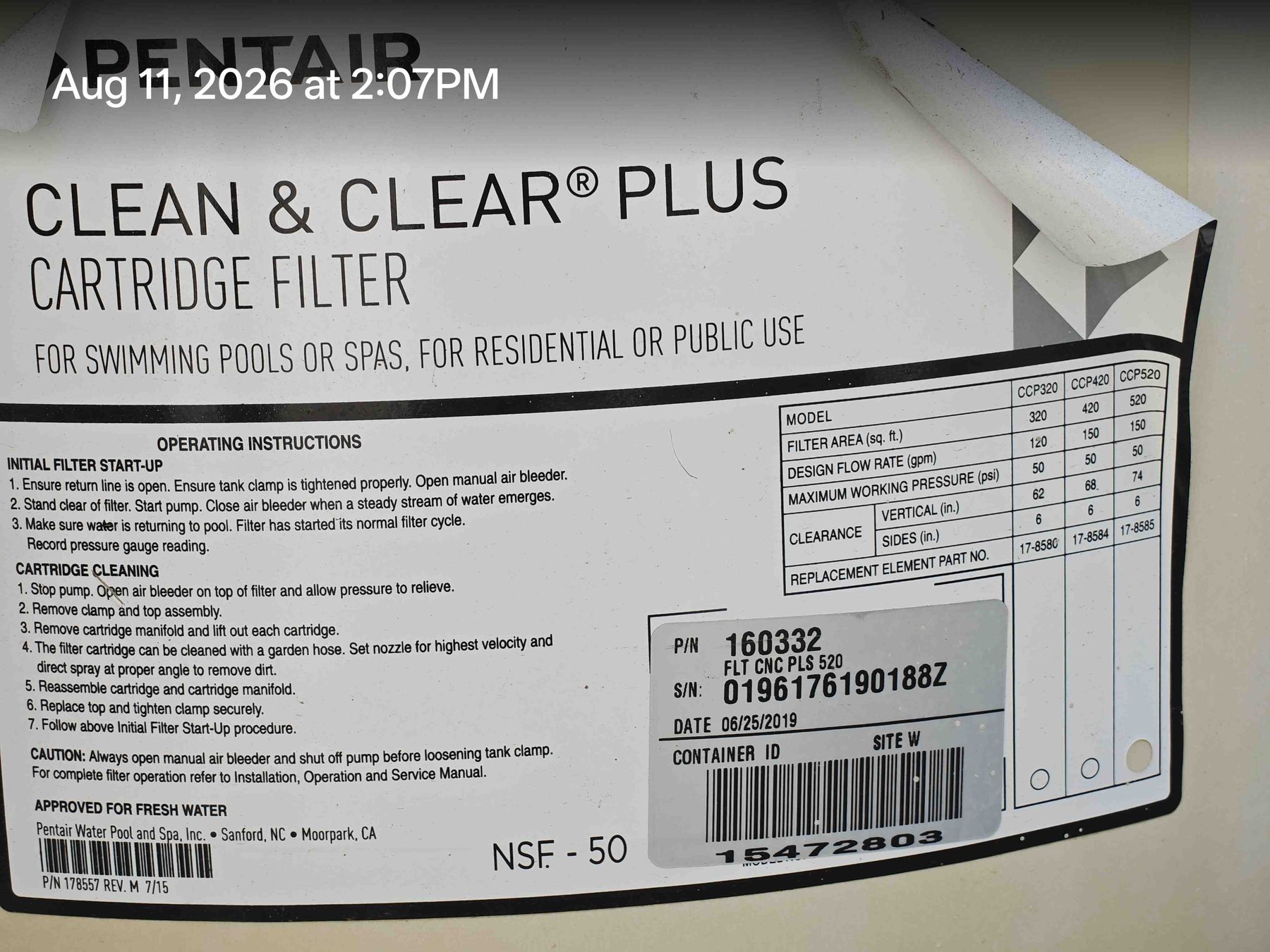Three filters require cleaning