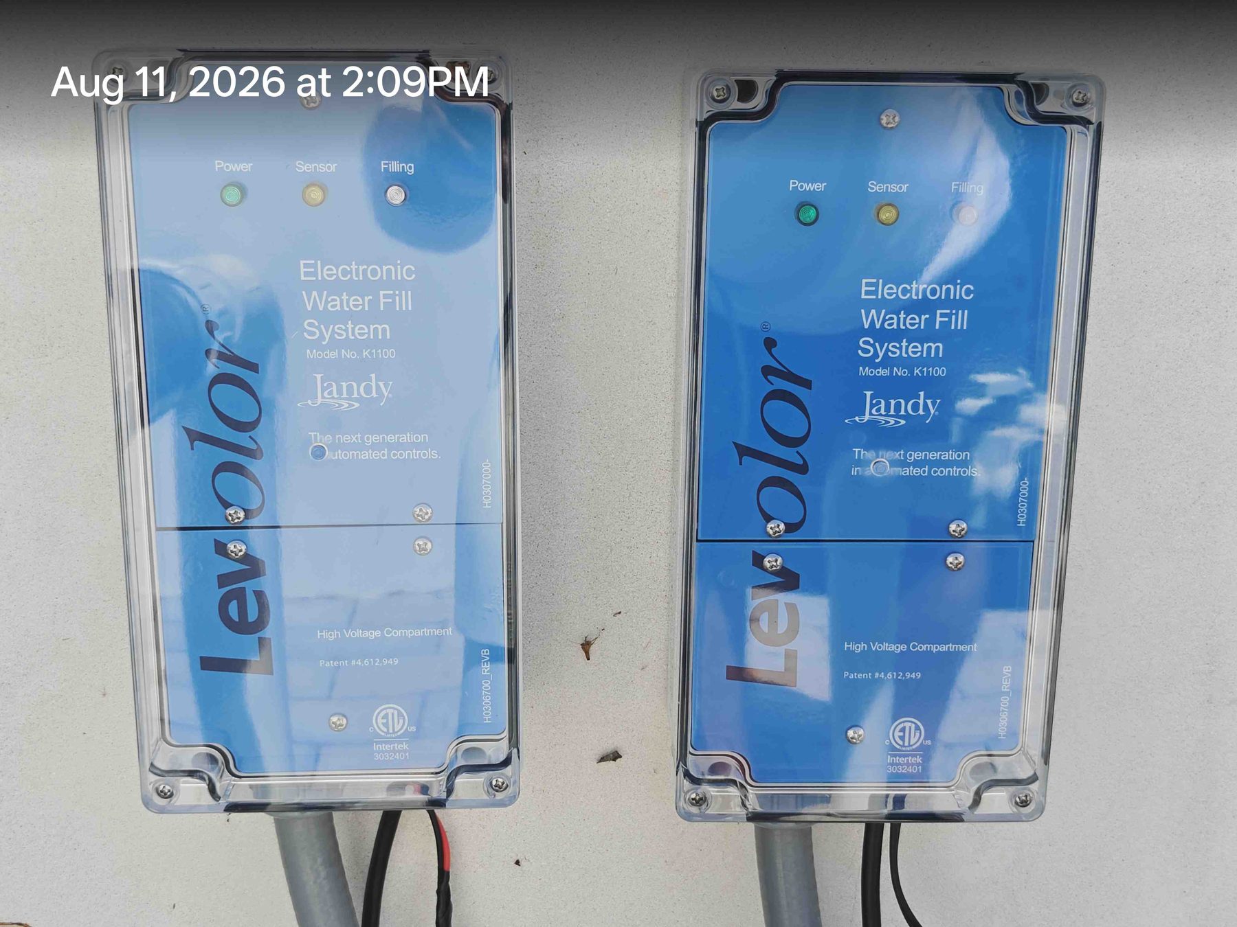 Two Jandy Levolor K-1100 electronic water-level controllers