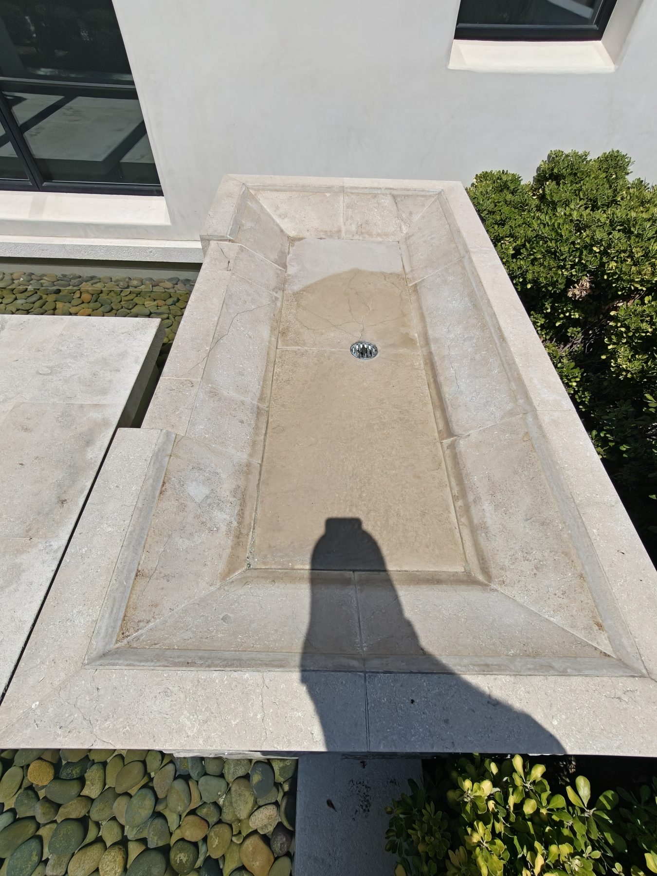 Dry portion of an architectural fountain basin